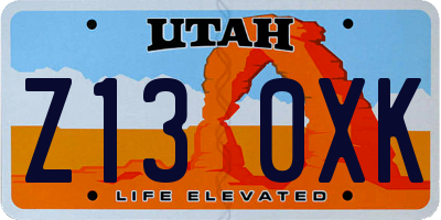 UT license plate Z130XK