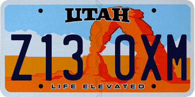 UT license plate Z130XM
