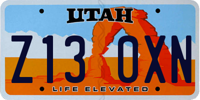 UT license plate Z130XN