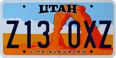 UT license plate Z130XZ