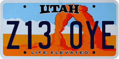 UT license plate Z130YE