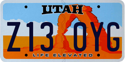 UT license plate Z130YG