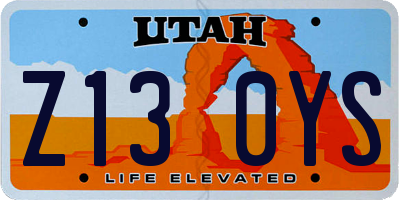UT license plate Z130YS