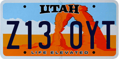 UT license plate Z130YT