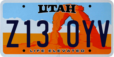 UT license plate Z130YV