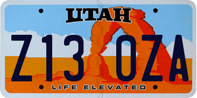 UT license plate Z130ZA