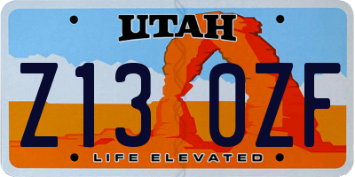 UT license plate Z130ZF