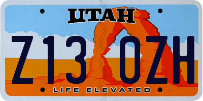 UT license plate Z130ZH