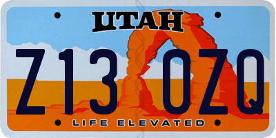 UT license plate Z130ZQ