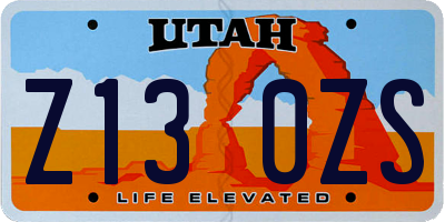 UT license plate Z130ZS