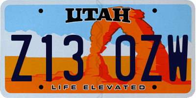 UT license plate Z130ZW