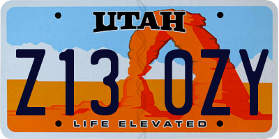 UT license plate Z130ZY