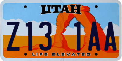 UT license plate Z131AA