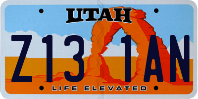 UT license plate Z131AN
