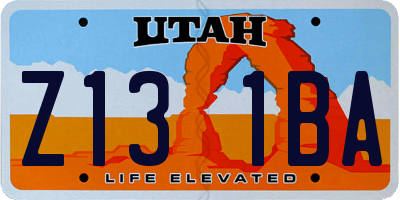 UT license plate Z131BA