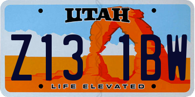 UT license plate Z131BW
