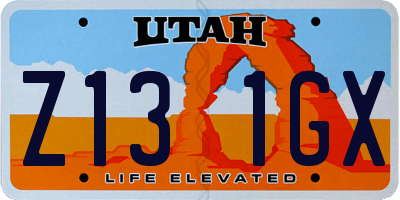UT license plate Z131GX