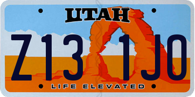 UT license plate Z131JO