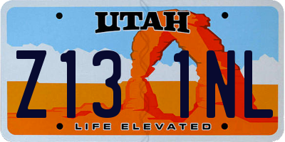UT license plate Z131NL