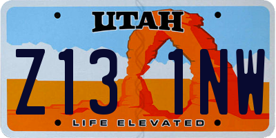 UT license plate Z131NW