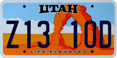 UT license plate Z131OD