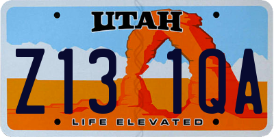 UT license plate Z131QA