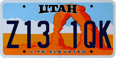 UT license plate Z131QK