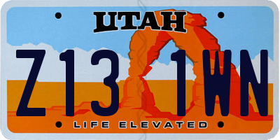 UT license plate Z131WN