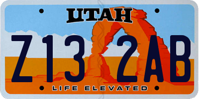 UT license plate Z132AB