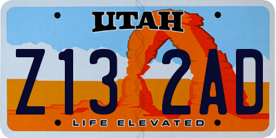 UT license plate Z132AD
