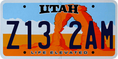 UT license plate Z132AM