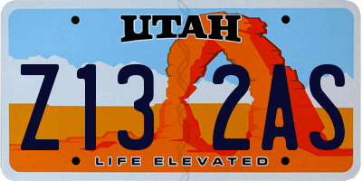 UT license plate Z132AS