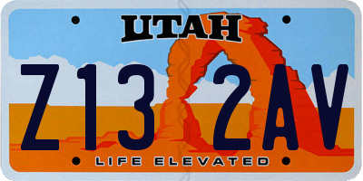 UT license plate Z132AV