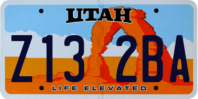 UT license plate Z132BA