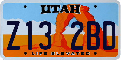 UT license plate Z132BD