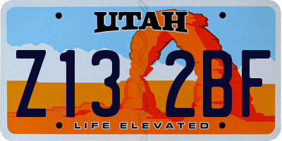 UT license plate Z132BF
