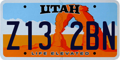 UT license plate Z132BN