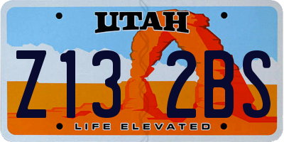 UT license plate Z132BS