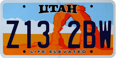 UT license plate Z132BW