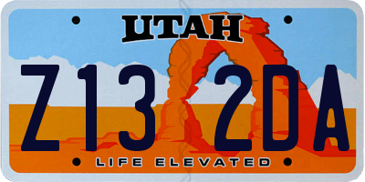 UT license plate Z132DA