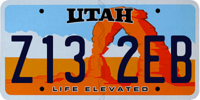 UT license plate Z132EB