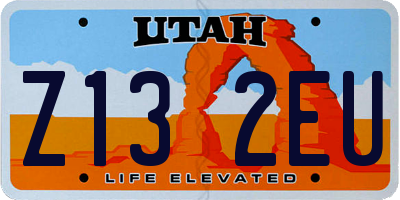 UT license plate Z132EU