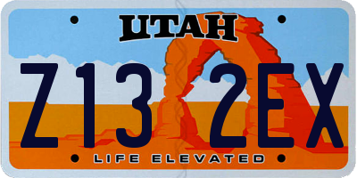 UT license plate Z132EX
