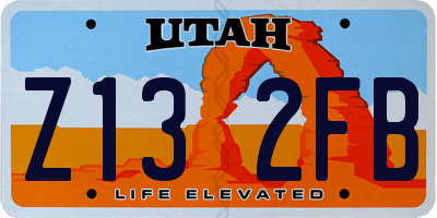 UT license plate Z132FB