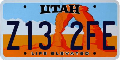 UT license plate Z132FE