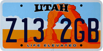 UT license plate Z132GB