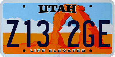 UT license plate Z132GE