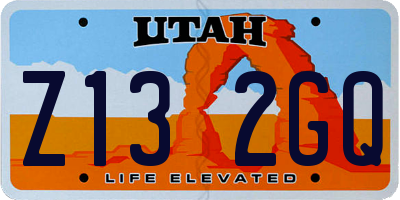 UT license plate Z132GQ