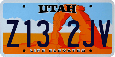 UT license plate Z132JV