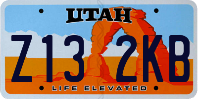 UT license plate Z132KB